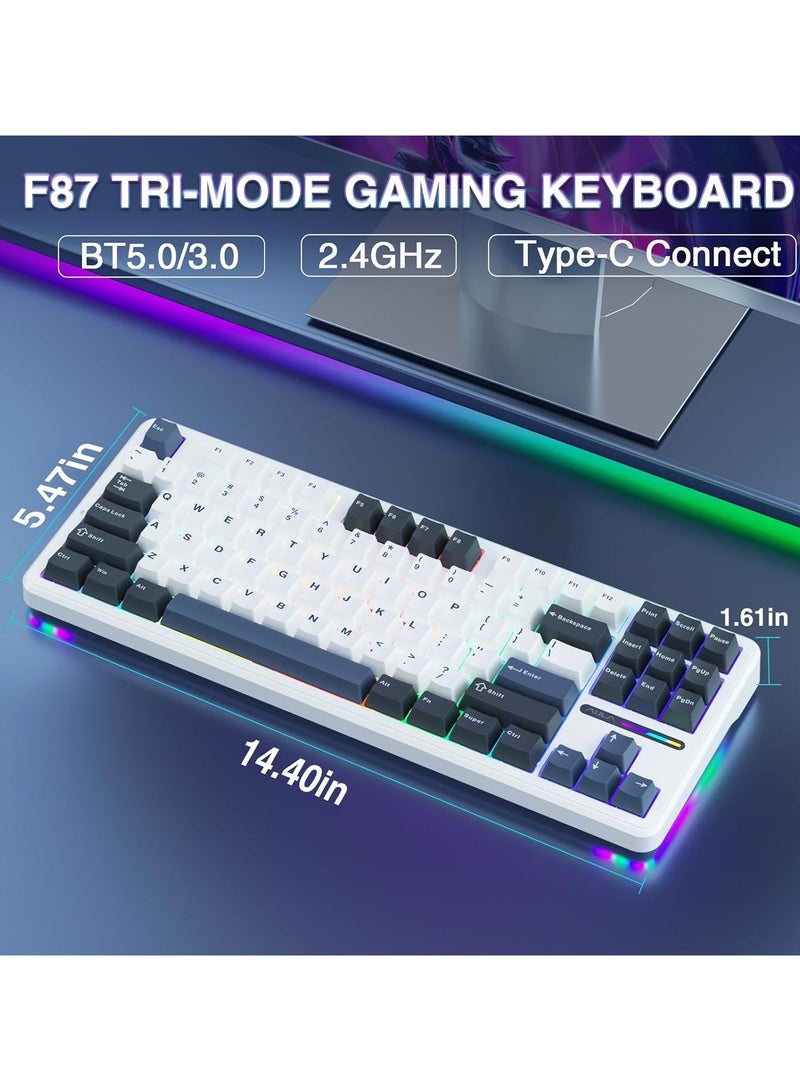 F87 Wireless Mechanical Keyboard,80% TKL Custom Hot Swappable Keyboard, Gasket Mount Gaming Keyboard with PBT Keycaps, Pre-lubed Greenwood V3 Switch,2.4GHz/USB-C/BT5.0 RGB Backlit Mechanical Keyboard - view 2